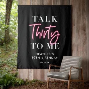 Talk 30 To Me 30th Birthday Party Backdrop Tapestry