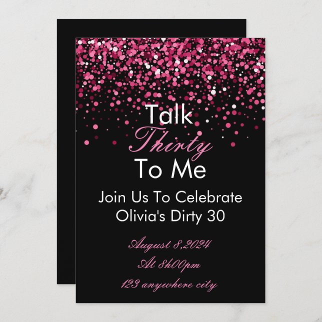 Talk 30 To Me Birthday Invitation (Front/Back)