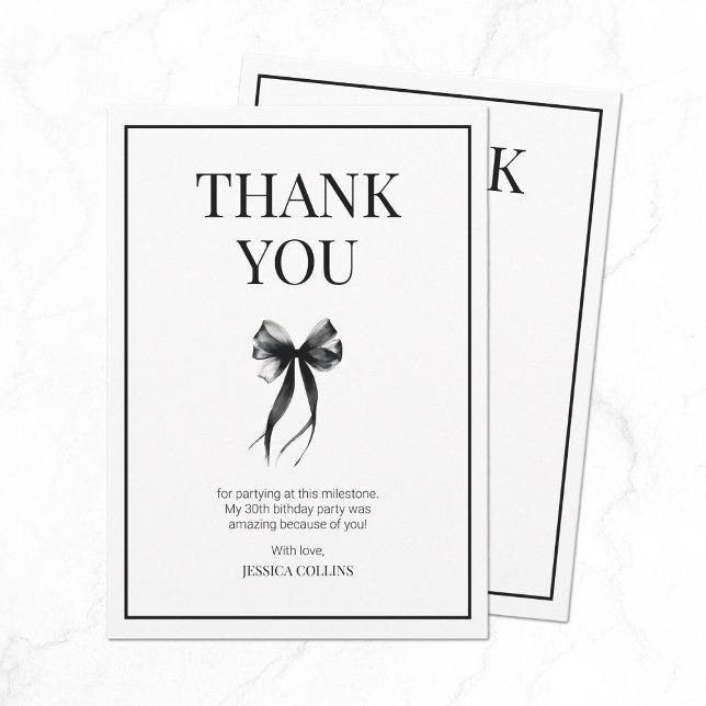 Talk 30 to Me Black and White Thirty Birthday Thank You Card (Talk 30 to Me Black and White Thirty Birthday Thank You Card)