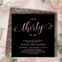 Talk 30 To Me Rose Gold Script 30th Birthday 