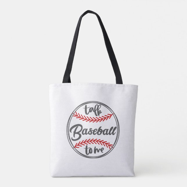 Talk Baseball to Me Retro Trendy Graphic Tote Bag (Back)