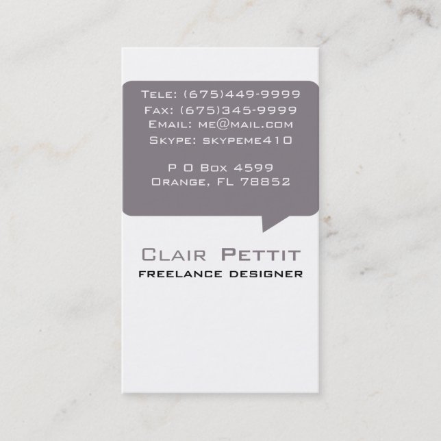 Talk Bubble Brown Business Card (Front)