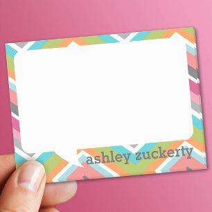 Talk Bubble Personalised Name Colourful Chevrons Post-it Notes