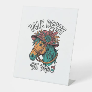 Talk Derby Horse Vintage Engraving Design Pedestal Sign