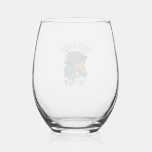 Talk Derby Horse Vintage Engraving Design Stemless Wine Glass