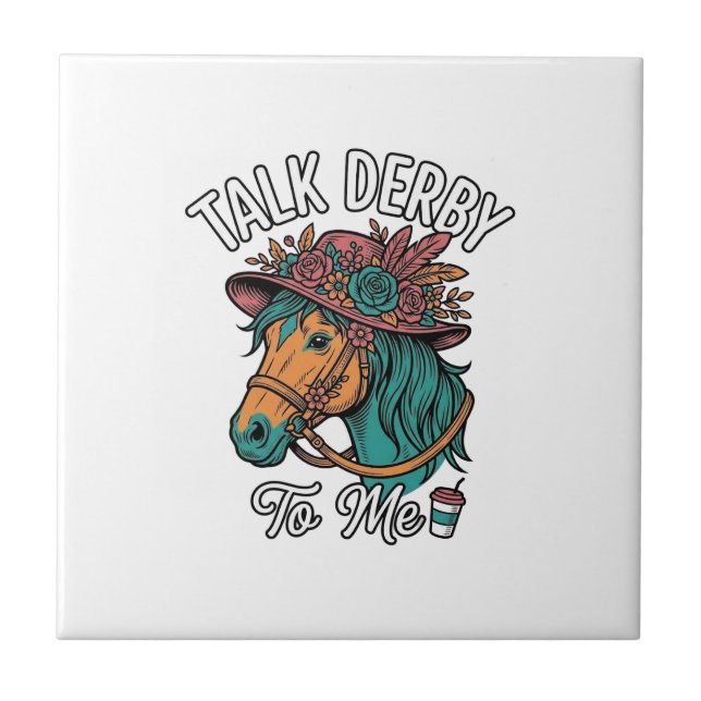 Talk Derby Horse Vintage Engraving Design Tile (Front)