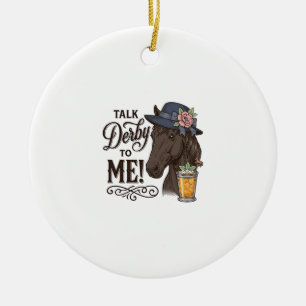 Talk Derby to Me Horse Vintage Engraving Shirt_1 Ceramic Tree Decoration