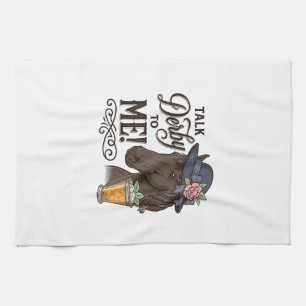 Talk Derby to Me Horse Vintage Engraving Shirt_1 Tea Towel