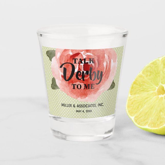 Talk Derby to Me Party Favour Shot Glass (Front)