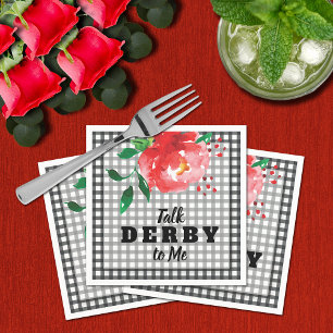 Talk Derby to Me Red Rose on Gingham Napkin