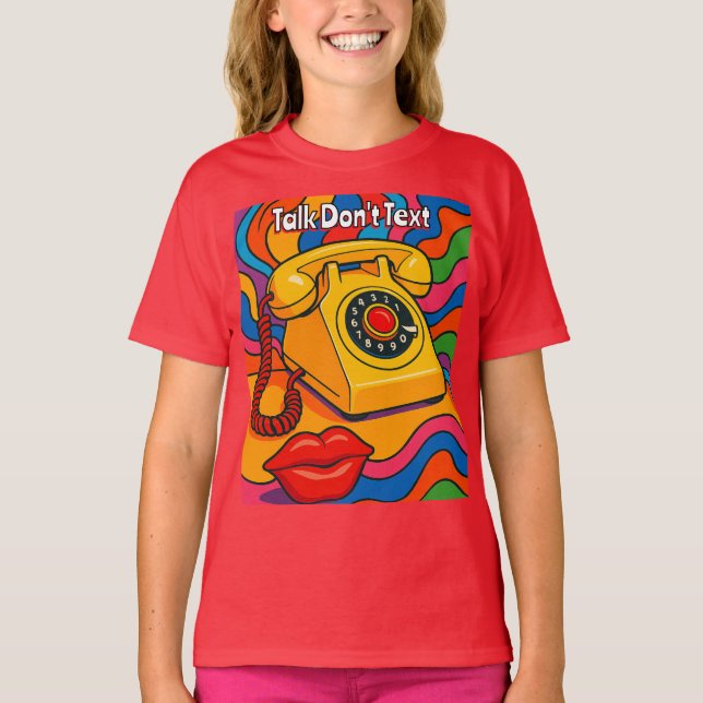 Talk Don't Text Retro Landline Phone Red  T-Shirt (Front)