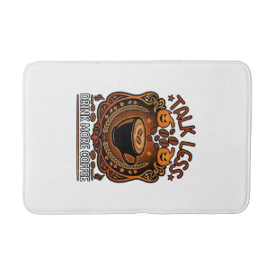 Talk Less Drink More Coffee Cup Halloween Pumpkins Bath Mat
