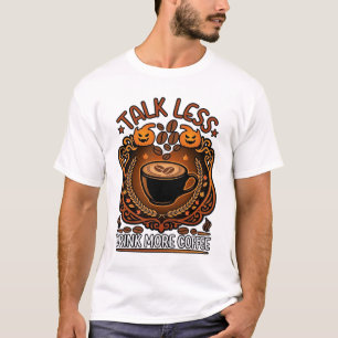 Talk Less Drink More Coffee Cup Halloween Pumpkins T-Shirt
