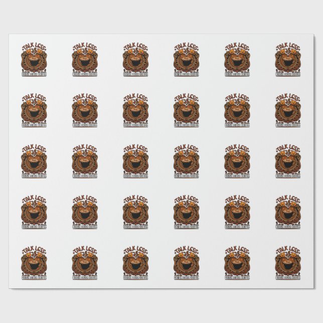 Talk Less Drink More Coffee Cup Halloween Pumpkins Wrapping Paper (Flat)