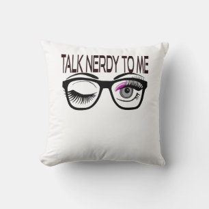 Talk Nerdy To Me Geek Glasses Winking Eye Pink Cushion
