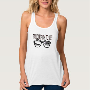 Talk Nerdy To Me Geek Glasses Winking Eye Purple Singlet