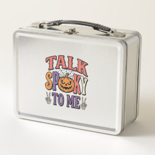 Talk Spooky To Me Vintage Halloween Shirt Design_1 Metal Lunch Box