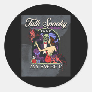 Talk Spooky to Me Vintage Retro Funny Halloween Pi Classic Round Sticker