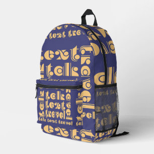 Talk Text Travel Blue   Printed Backpack