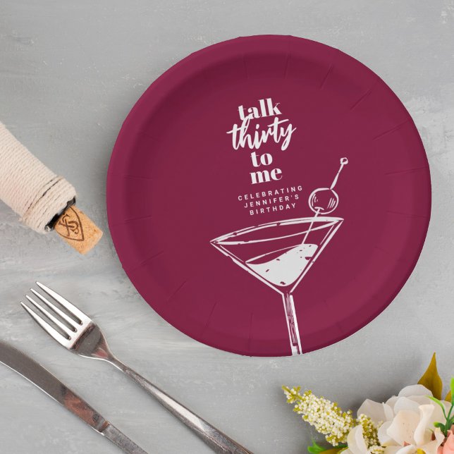 Talk Thirty To Me 30th Birthday Cocktail Party   Paper Plate (Creator Uploaded)