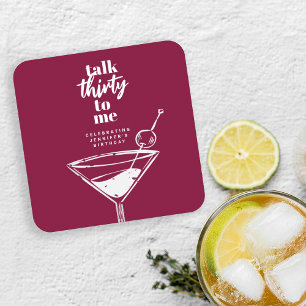 Talk Thirty To Me 30th Birthday Cocktail Party   Square Paper Coaster