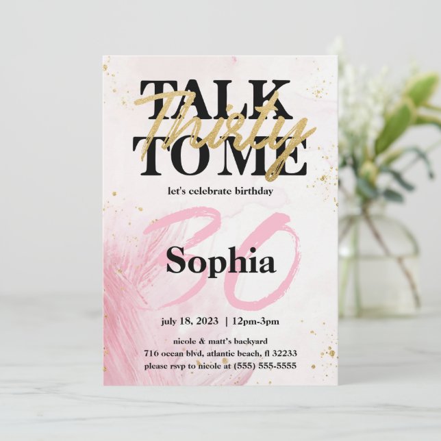 Talk Thirty To Me 30th Birthday Invitation Card (Standing Front)