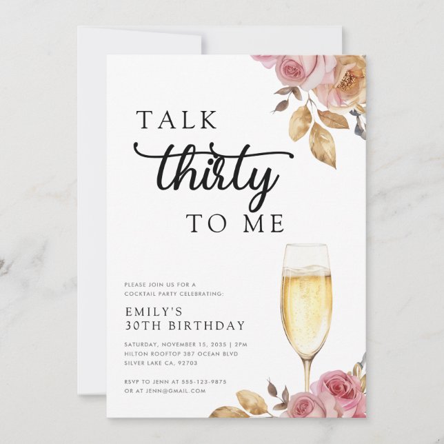 Talk Thirty To Me 30th Birthday Party Invitation (Front)