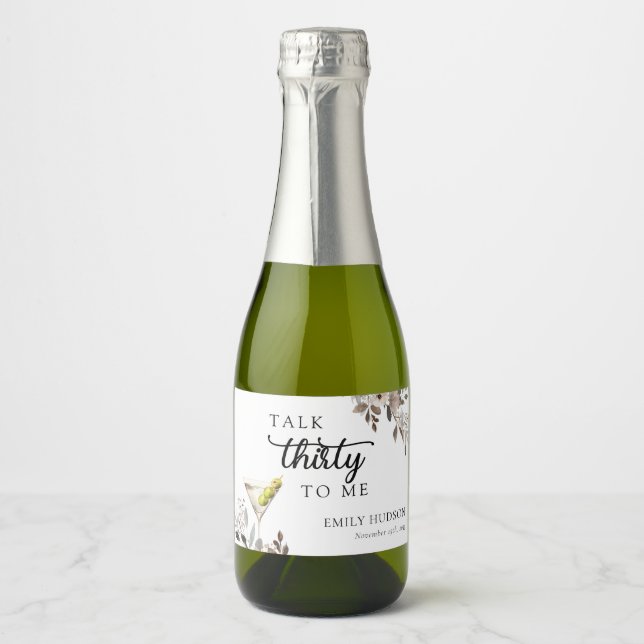 Talk Thirty To Me 30th Birthday Party Sparkling Wine Label (Front)