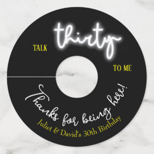 Talk Thirty To Me, 30th Birthday Party Wine Glass Tag
