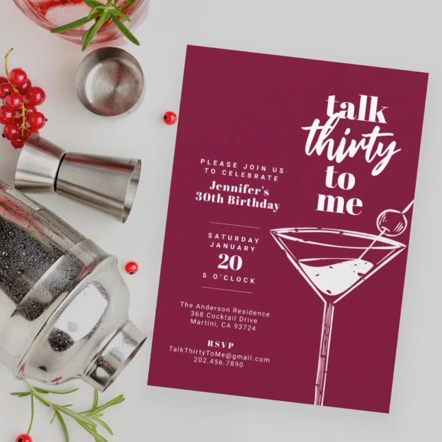 Talk Thirty To Me 30th Martini Birthday Party Invitation (Creator Uploaded)