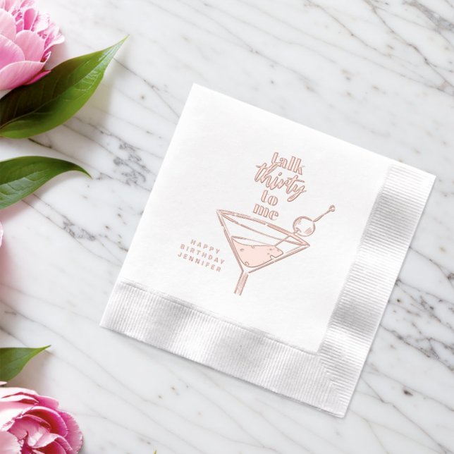 Talk Thirty To Me Birthday Cocktail Party Foil Napkins (Creator Uploaded)