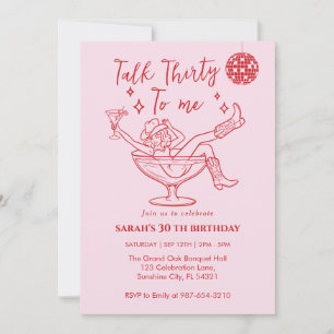 Talk Thirty To Me Birthday  retro girl Party  Invitation