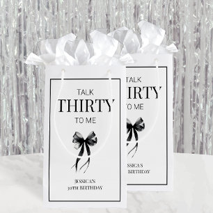 Talk Thirty to Me Black Simple 30th Birthday Party Small Gift Bag