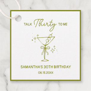 "Talk Thirty To Me" Dirty Martini 30th Birthday Favour Tags