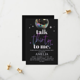 Talk Thirty To Me Funny 30th Birthday Disco party Save The Date
