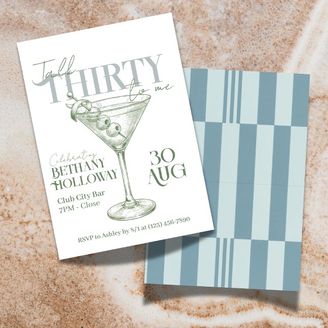 Talk Thirty To Me Martini Cocktail 30th Birthday Invitation (Celebrate the big 3-0 with this stylish Talk Thirty To Me Martini Cocktail 30th Birthday Invitation!)