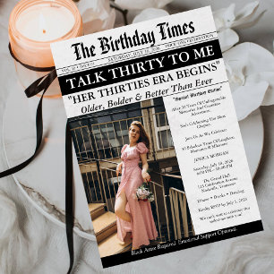 Talk Thirty To Me Newspaper 30th Birthday Invitation