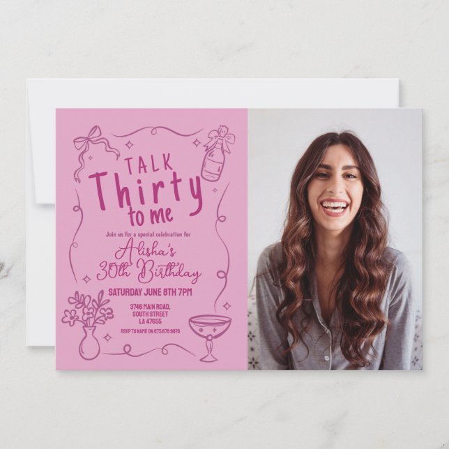 Talk Thirty To Me Photo 30th Night Out Birthday In Invitation (Front)