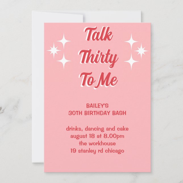 Talk thirty to me pink polka dot birthday invitati invitation (Front)