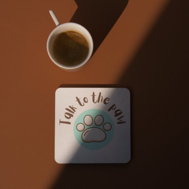 Talk to the paw illustrated minimalistic cat coaster (Creator Uploaded)