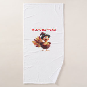 Talk Turkey To Me Funny Thanksgiving Design Classi Bath Towel
