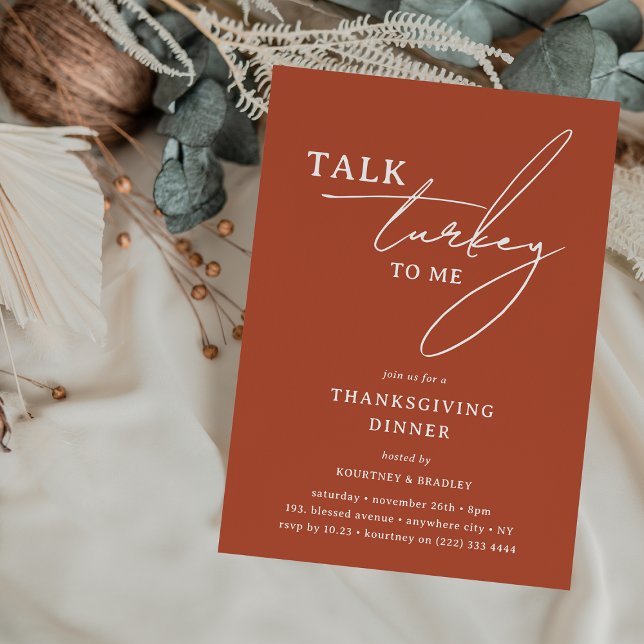 Talk Turkey to Me Modern Thanksgiving Dinner Invitation (Creator Uploaded)