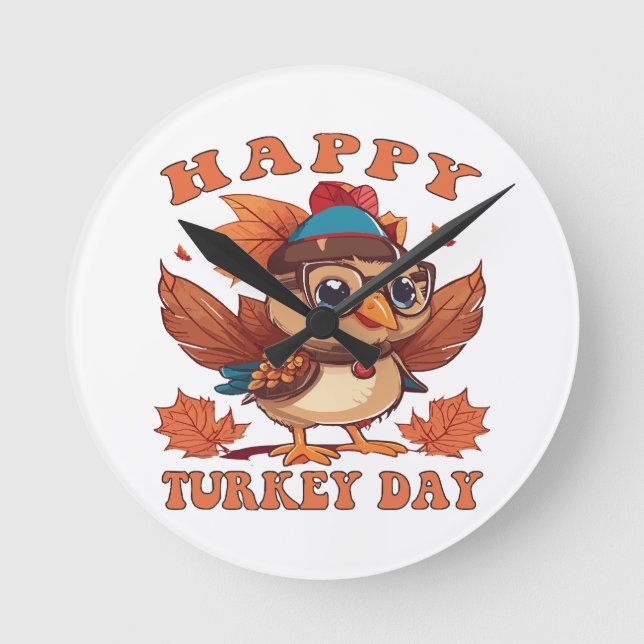 talk turkey to me Thanksgiving Round Clock (Front)
