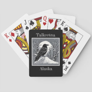 Talkeetna Alaska Raven in Snow Playing Cards