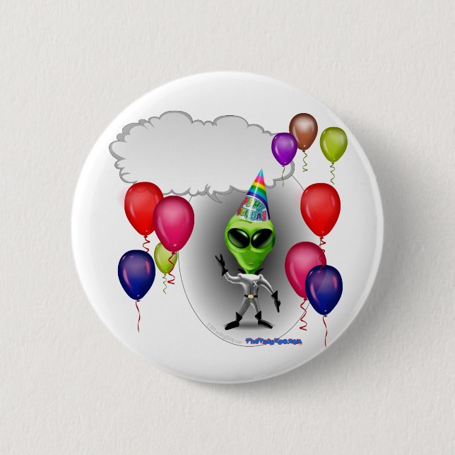 Talking Birthday Party Alien 6 Cm Round Badge (Front)