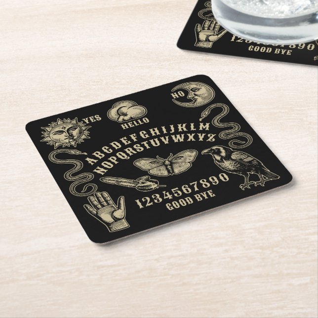 Talking Board Spirit Communication Square Paper Coaster (Angled)