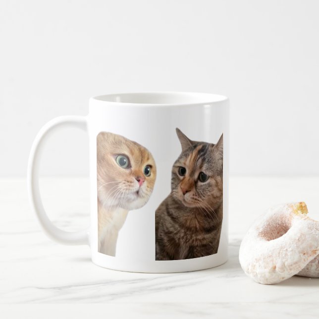 Talking Cats Meme Mug Double Sided (With Donut)