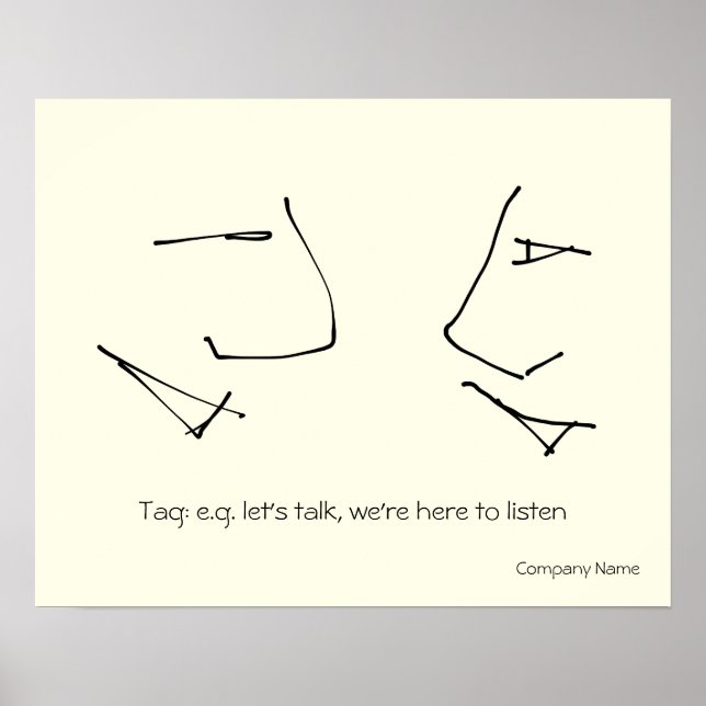 Talking Heads, line-art logo of two heads talking Poster (Front)