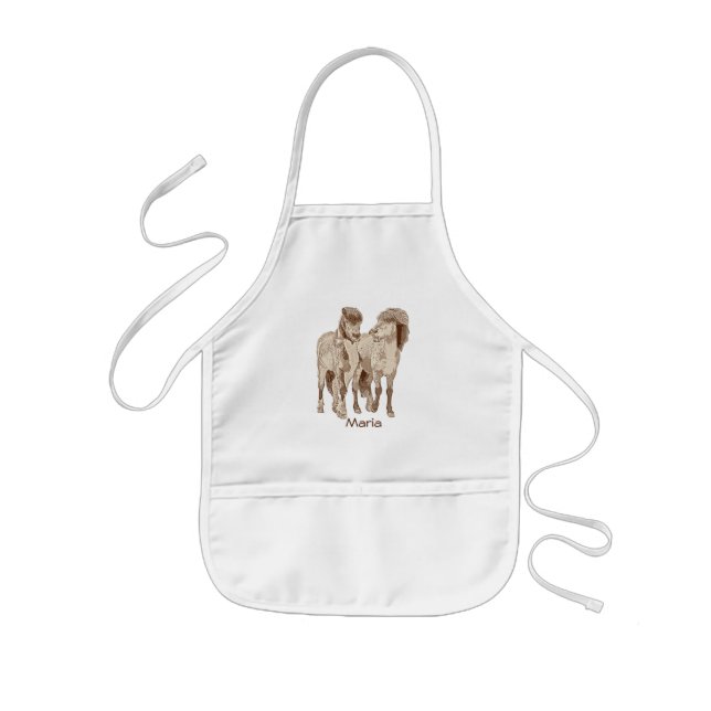 Talking Icelandic horses  Kids Apron (Front)