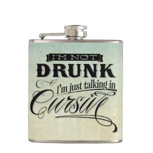 Talking In Cursive Hip Flask